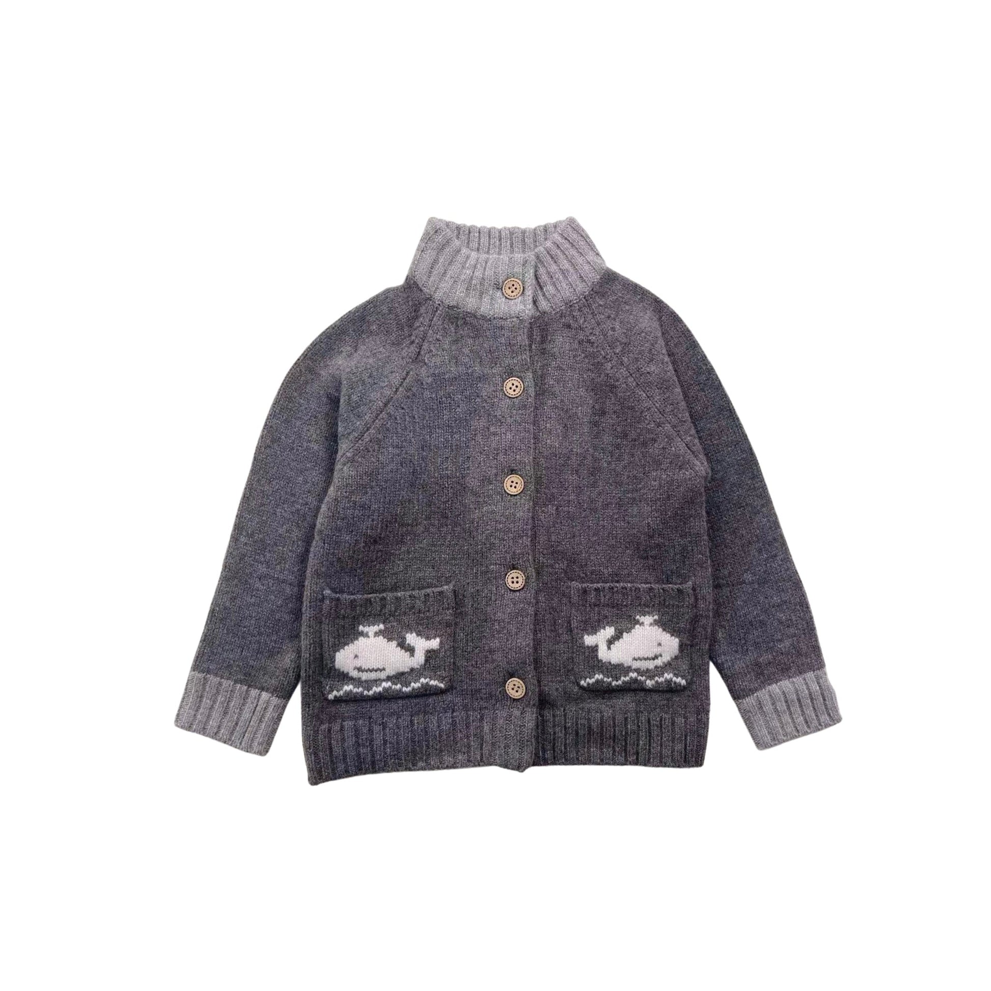 Toddler Merino Wool Cardigan-Grey Whale-NORSU-ORGANIC-Whale Gray-18-24M-Urbanheer
