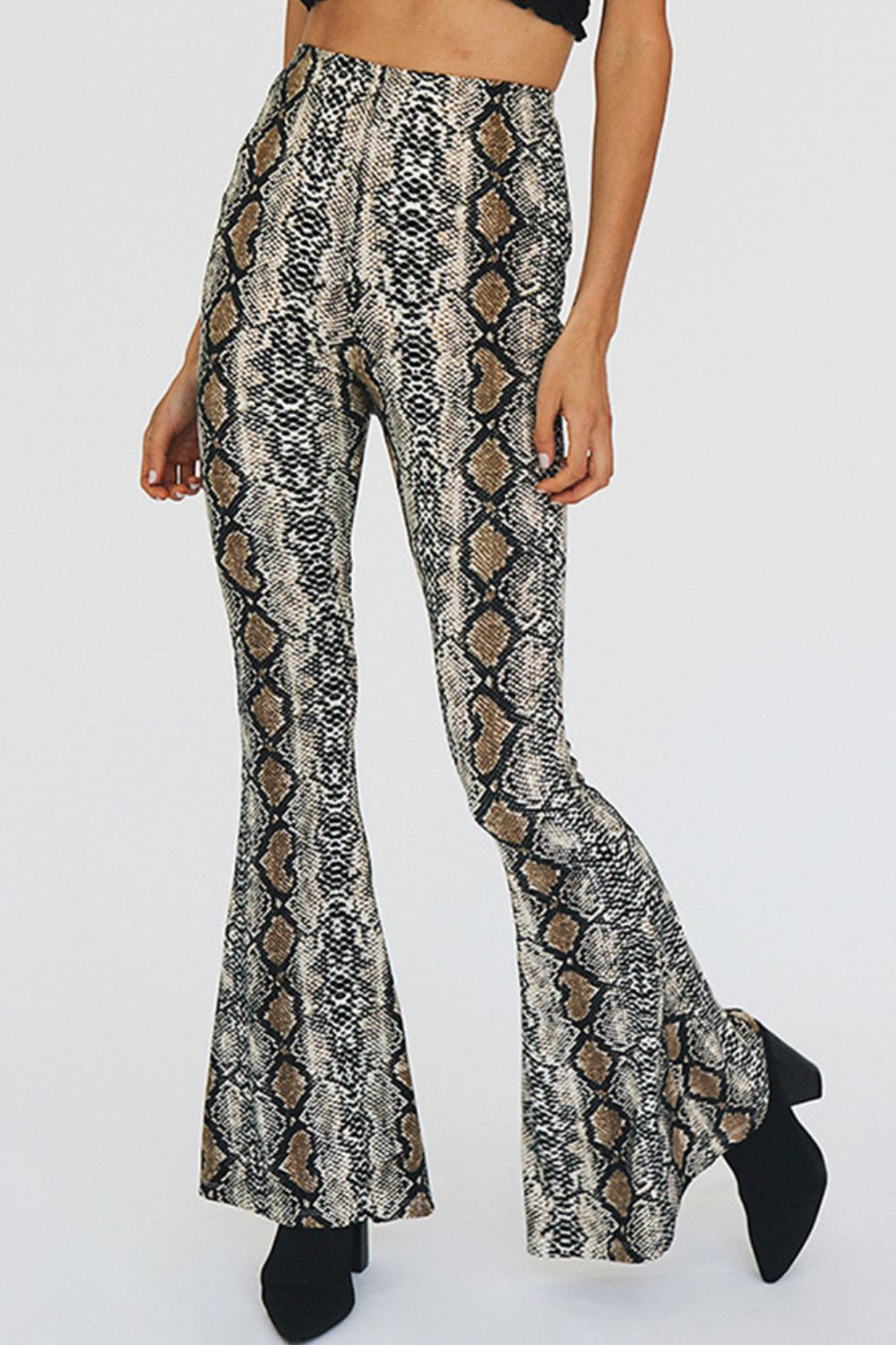 Snakeskin Print Flare Pants-Street 360-Snakeskin-S-Urbanheer