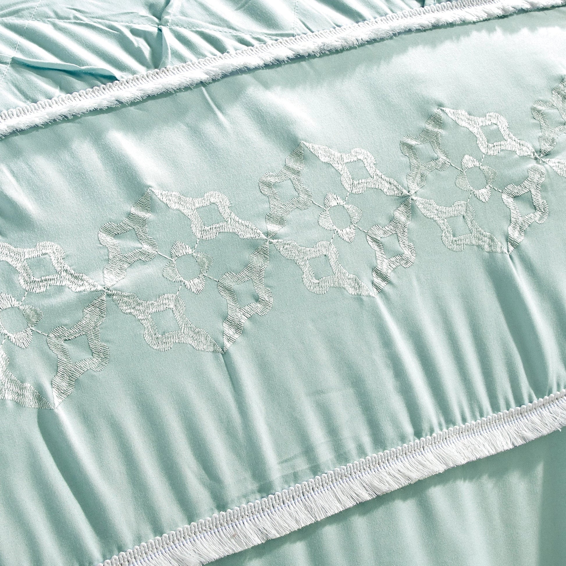 Ultra Soft Ruffle Baby Blue Pleated Comforter - 7 Piece Set-Bedding-linen mart-King-Urbanheer