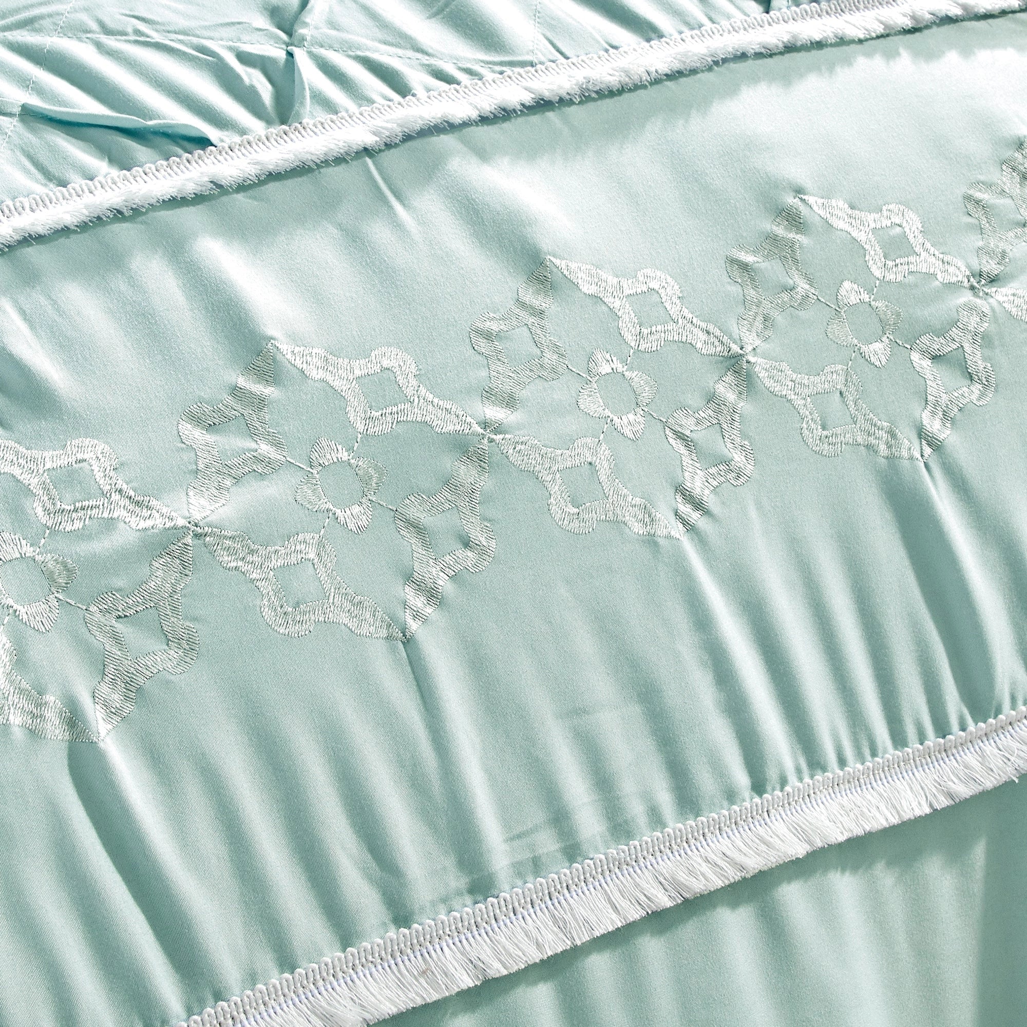 Ultra Soft Ruffle Baby Blue Pleated Comforter - 7 Piece Set-Bedding-linen mart-King-Urbanheer