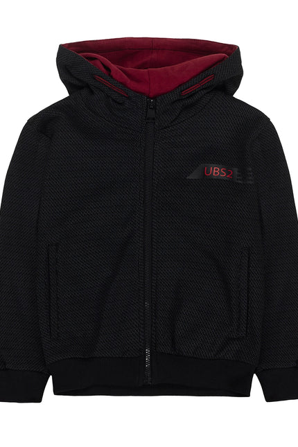 Ubs2 Boy'S Cotton Fleece Sweatshirt With Micro Print In Black.-UBS2-2-Urbanheer