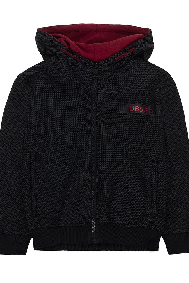 Ubs2 Boy'S Cotton Fleece Sweatshirt With Micro Print In Black.-UBS2-2-Urbanheer