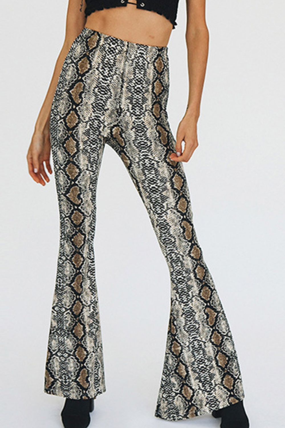 Snakeskin Print Flare Pants-Street 360-Snakeskin-S-Urbanheer