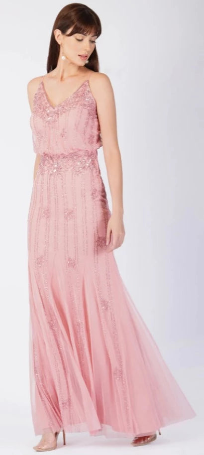 Keeva Maxi Dress - Dusty Pink-lace and beads-6-Urbanheer