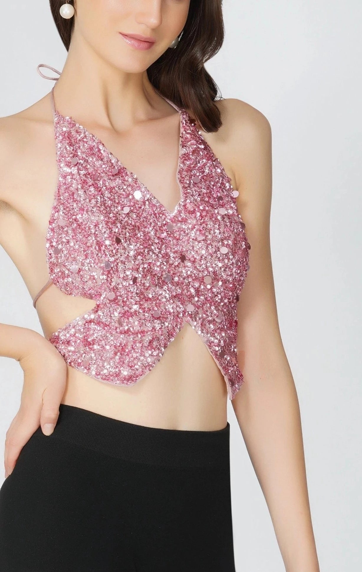 Butterfly Top In Pink.-lace and beads-S-Urbanheer