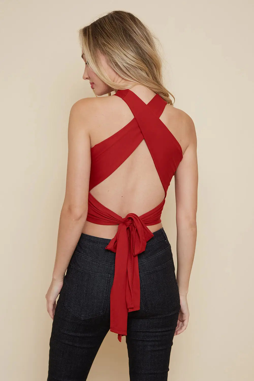 Halter Neck Back Tie Top - Rust-Saints & Hearts-S-Red-Urbanheer