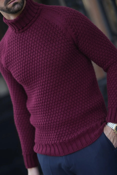 Bordeaux Men'S Turtleneck Jumper Sweater-Clothing - Men-Donato-S-Urbanheer