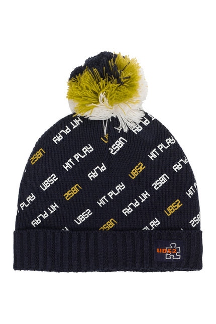 Navy Blue Boy'S Hat With Print And Tassel-UBS2-2-3-Urbanheer