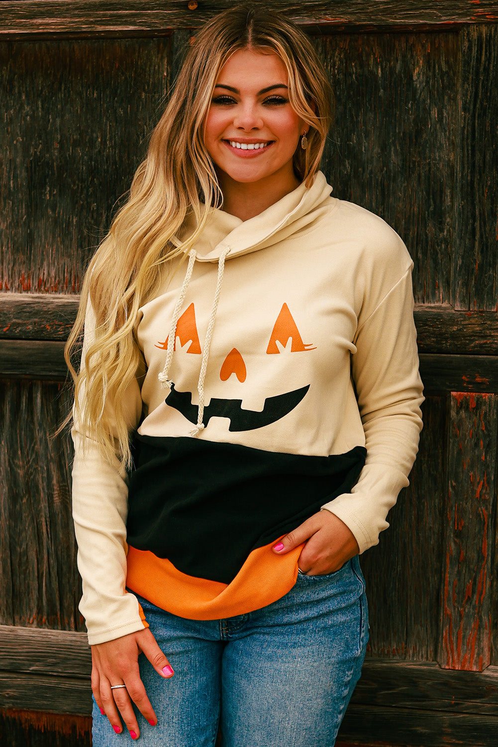 Orange Turtleneck Halloween Festive Top-UHXC-Orange-(US 4-6)S-Urbanheer