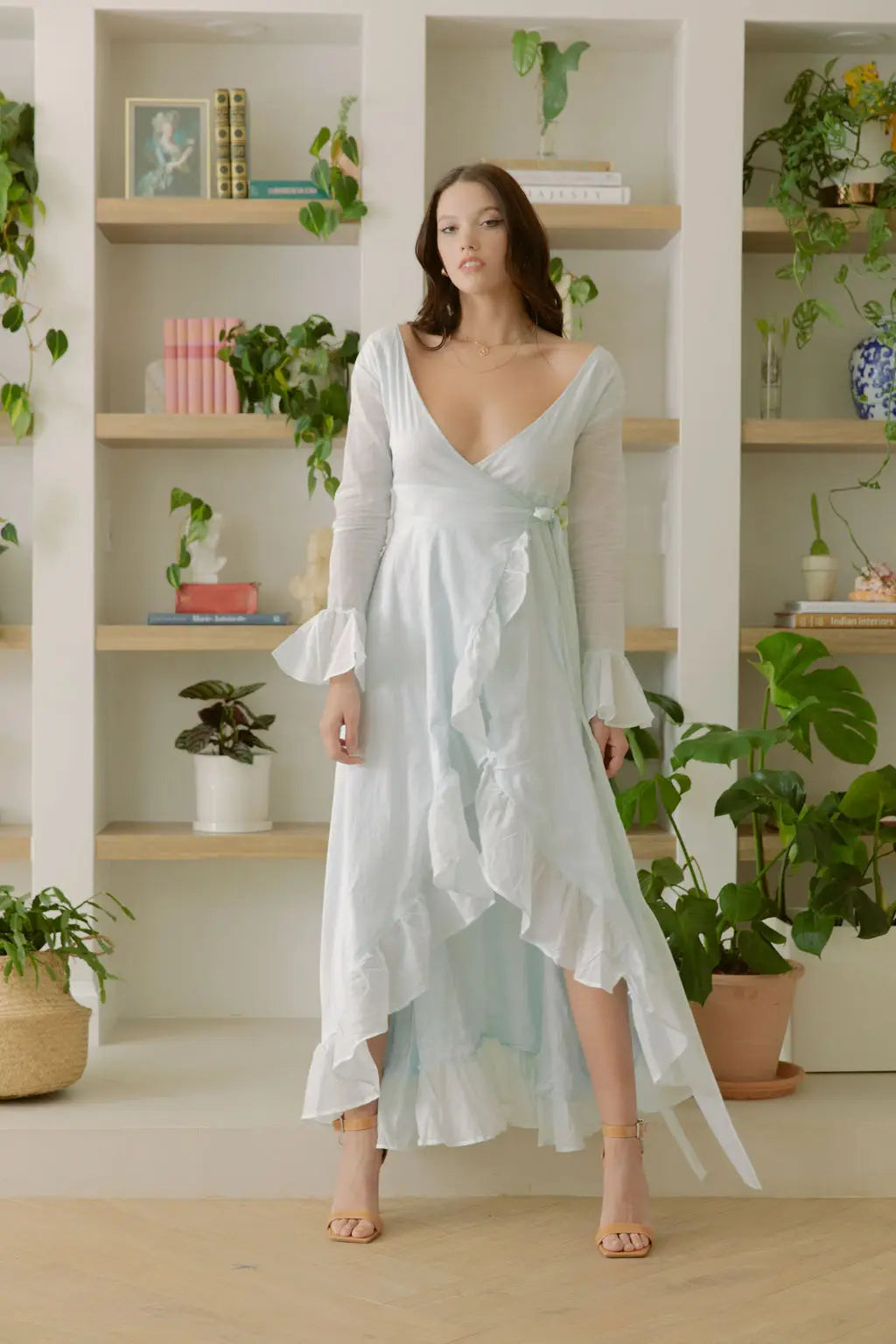 Baby Blue Maxi Dress Bridesmaids Wedding Women’S Ruffle-Carolina Benoit-XS-Urbanheer