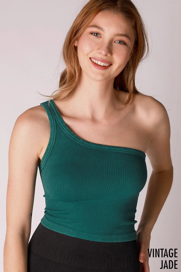 Vintage One Shoulder Crop Top-Clothing - Women-NIKIBIKI-jade-xs-Urbanheer