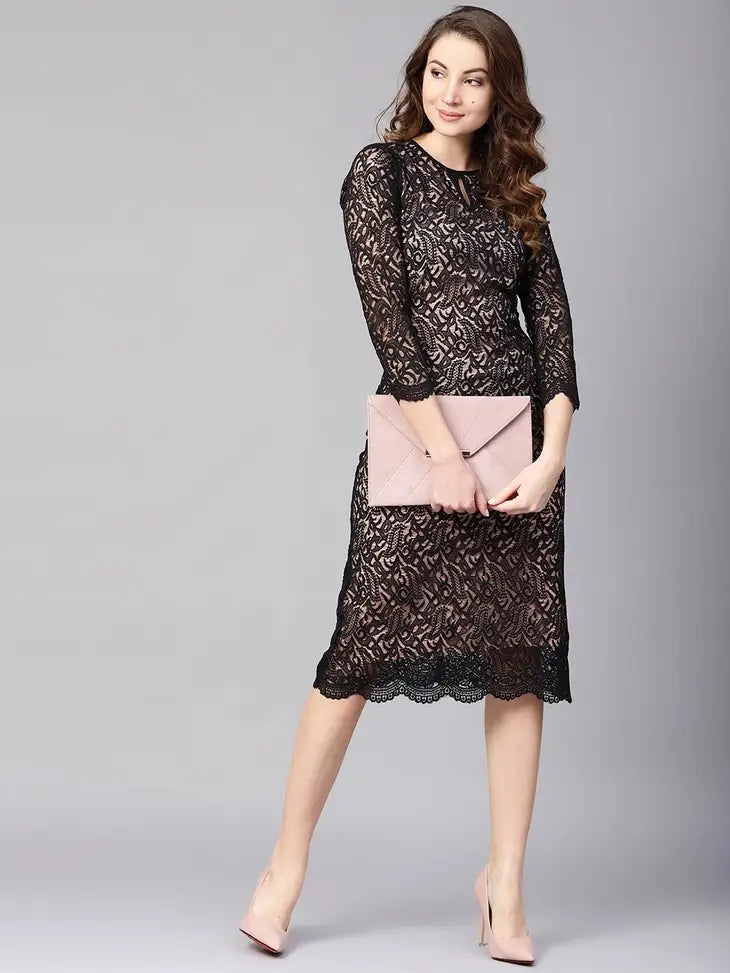 Black & Peach Sheath Dress-Chique boutique-XS-Urbanheer