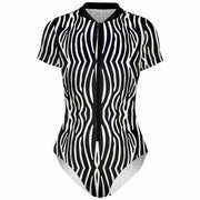 Graphic Zebra Short Sleeve Bodysuit-Subliminator-XS-Urbanheer