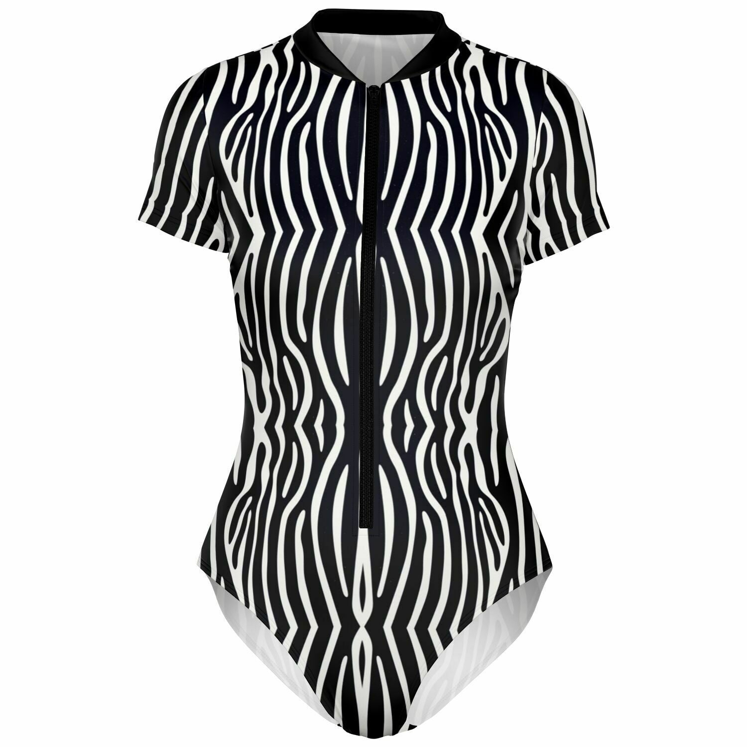 Graphic Zebra Short Sleeve Bodysuit-Subliminator-XS-Urbanheer