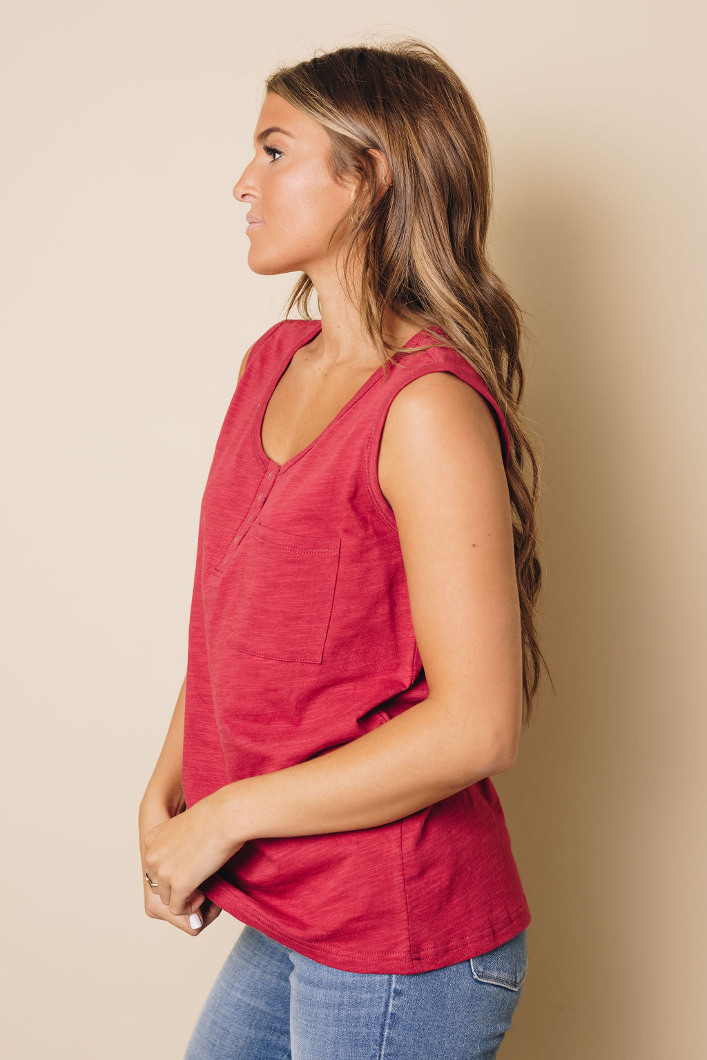 Rowan Button Tank Top-UHXSW-BLACK-SMALL-Urbanheer