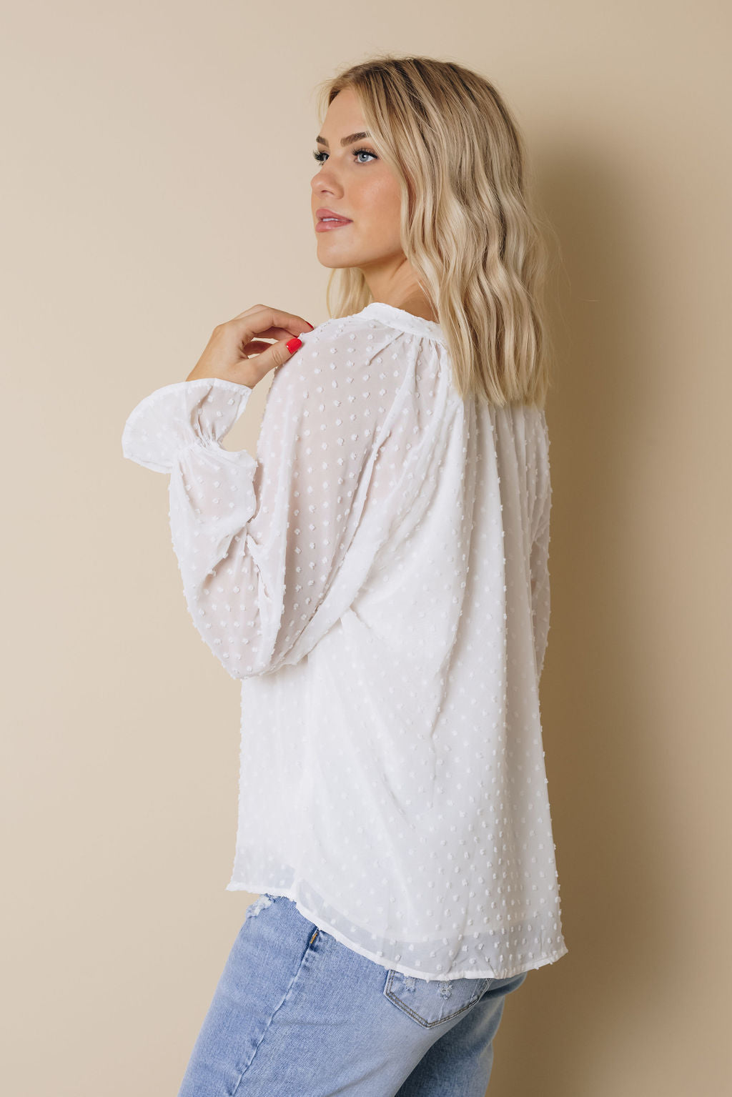 Tuesday Button Swiss Dot Shirt-UHXSW-WHITE-SMALL-Urbanheer