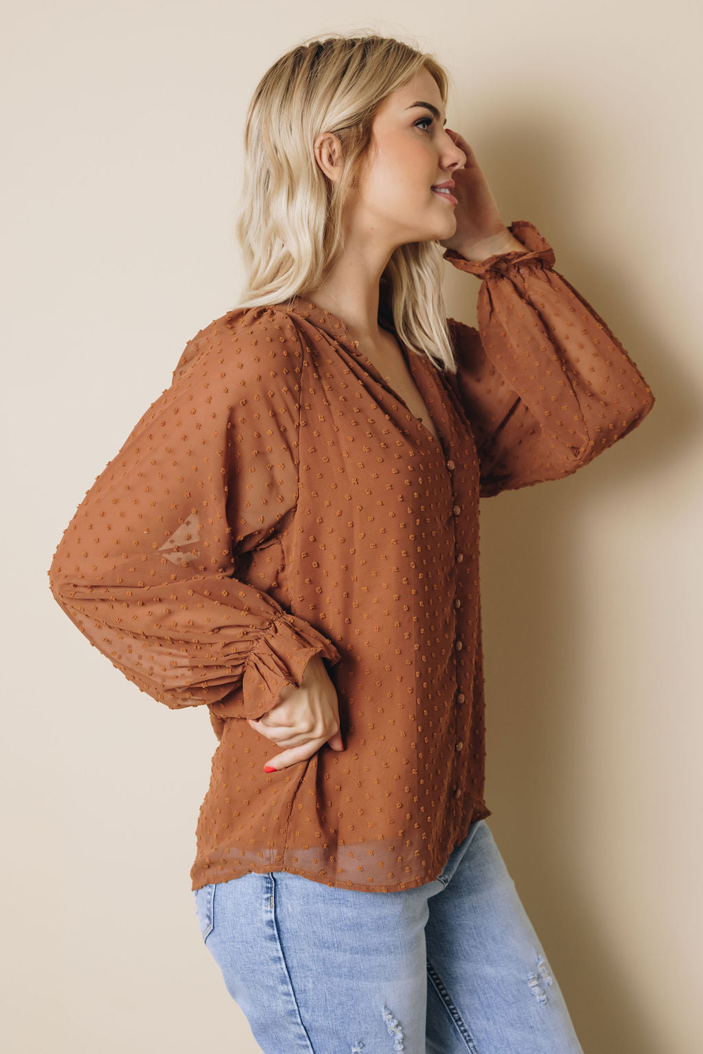 Tuesday Button Swiss Dot Shirt-UHXSW-WHITE-SMALL-Urbanheer