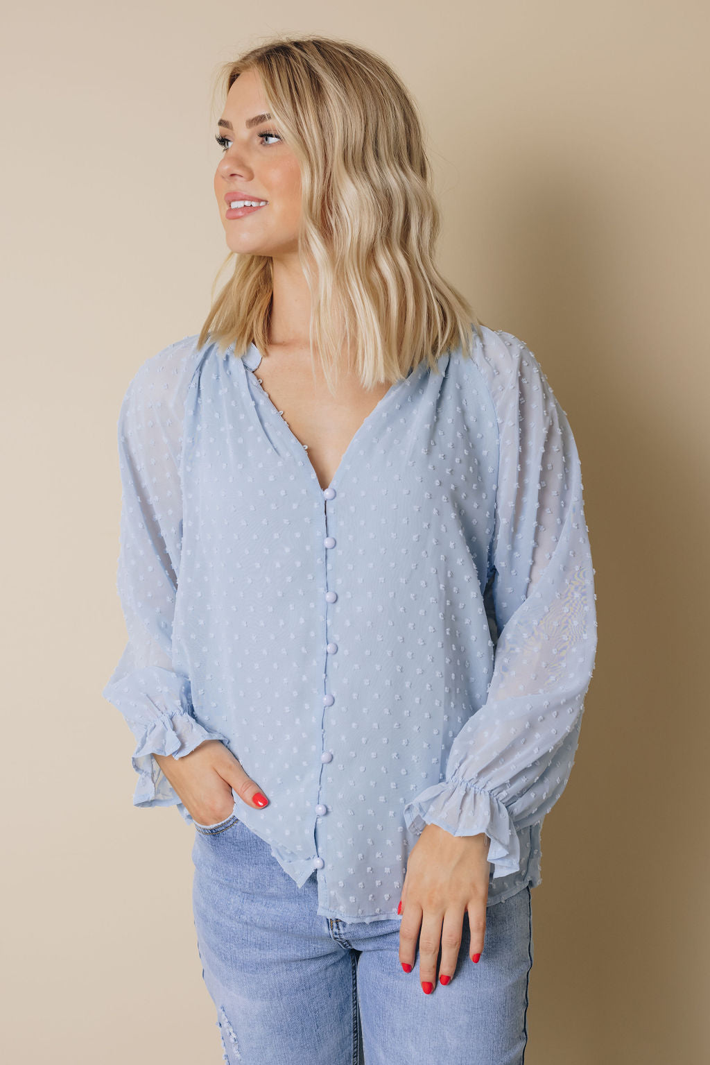 Tuesday Button Swiss Dot Shirt-UHXSW-SKY BLUE-SMALL-Urbanheer