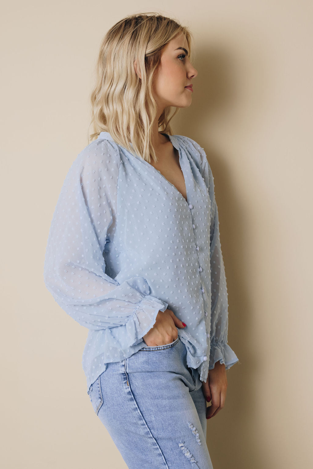 Tuesday Button Swiss Dot Shirt-UHXSW-WHITE-SMALL-Urbanheer