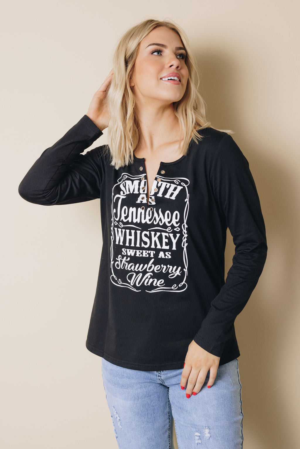 Smooth As Tennessee Long Sleeve Top-UHXSW-BLACK-MEDIUM-Urbanheer