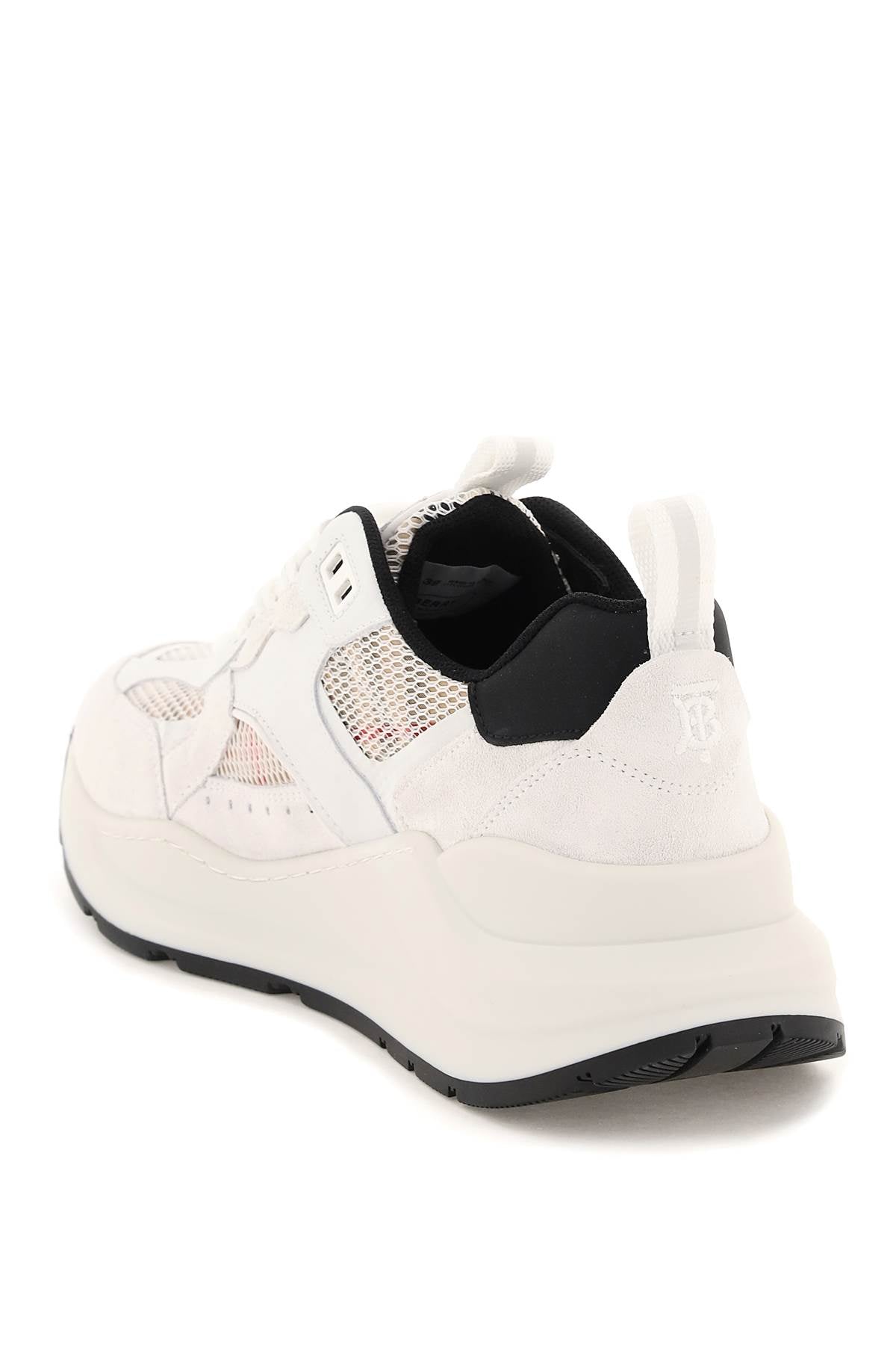 Burberry Smooth Leather And Suede Sneakers With Tartan Mesh Inserts-Burberry-36-Urbanheer