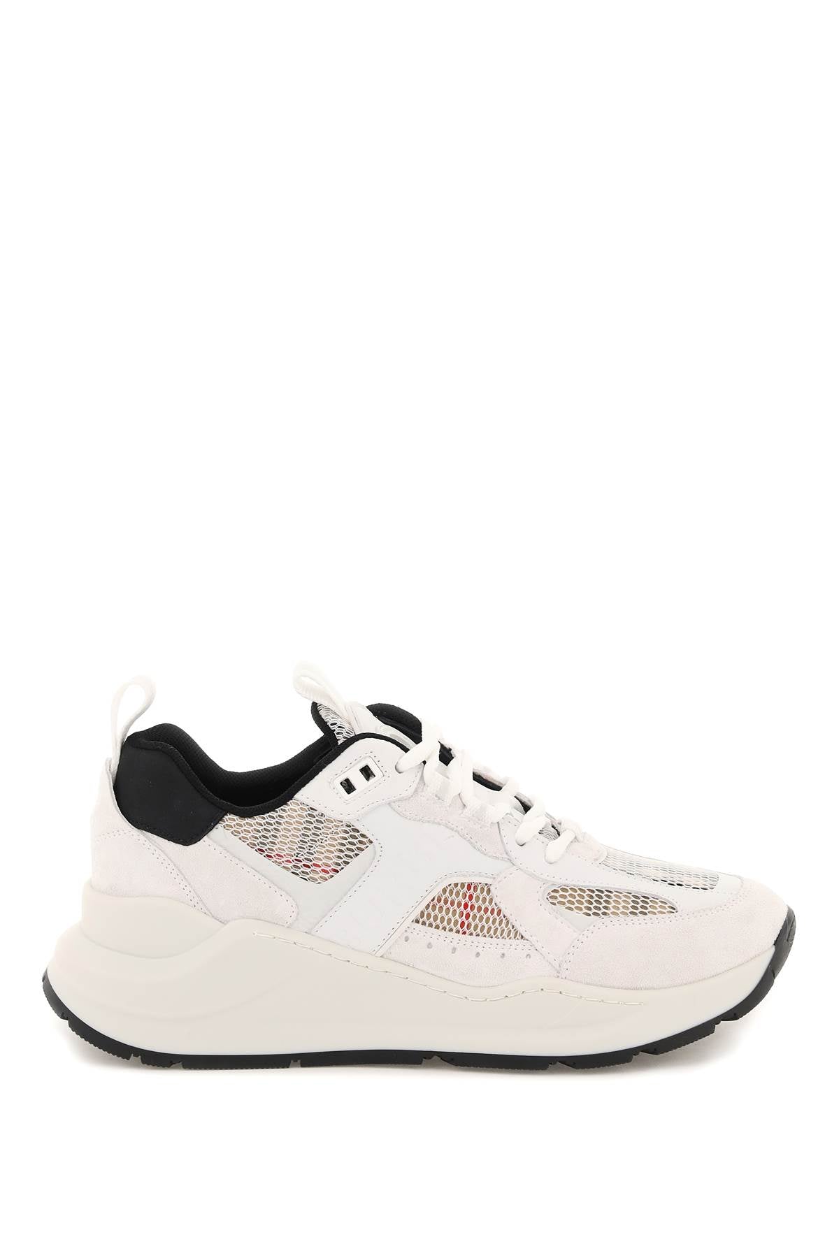 Burberry Smooth Leather And Suede Sneakers With Tartan Mesh Inserts-Burberry-36-Urbanheer