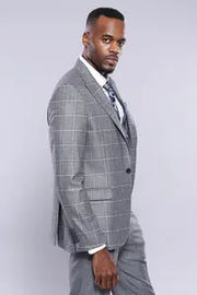 Grey Navy Blue Vested Suit-Clothing-Wessi-36-Grey-Urbanheer