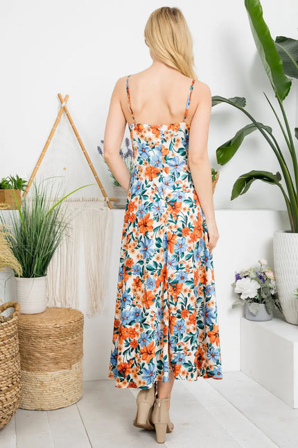 Floral Dress With Cut-Out Tied Bodice