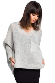 Jumper Women Comfort-Sweaters, Pullovers, Jumpers, Turtlenecks, Boleros, Shrugs-BE Knit-grey-one-size-fits-all-Urbanheer