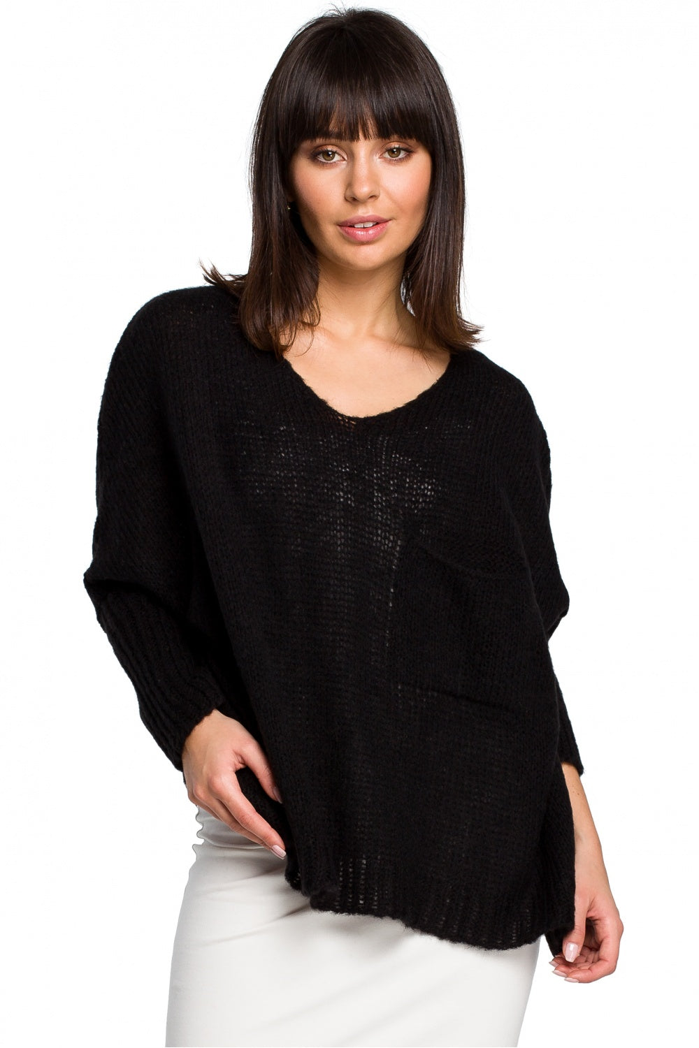 Jumper Women Comfort-Sweaters, Pullovers, Jumpers, Turtlenecks, Boleros, Shrugs-BE Knit-black-one-size-fits-all-Urbanheer