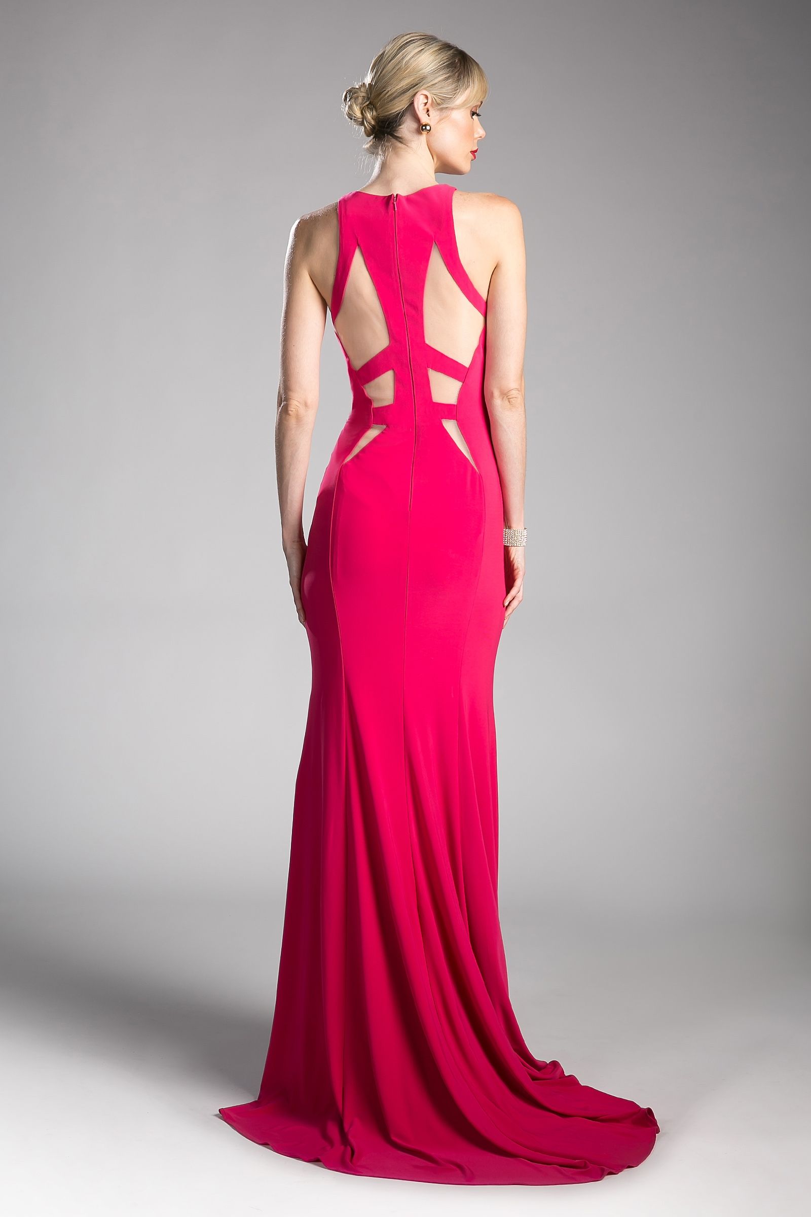 Fitted Knit Dress With Cut Outs-Mob-Tux-USA-2-Magenta-Urbanheer