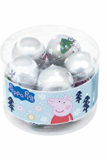 Christmas Bauble Peppa Pig Cosy Corner Silver 10Units Plastic (Ø 6 Cm)