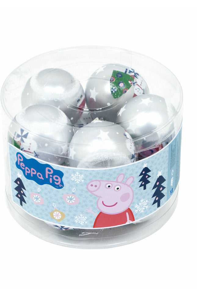 Christmas Bauble Peppa Pig Cosy Corner Silver 10Units Plastic (Ø 6 Cm)-Peppa Pig-Urbanheer