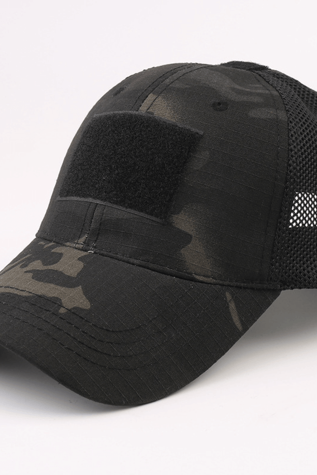 Military-Style Tactical Patch Hat with Adjustable Strap-JupiterGear-Black Camo-Urbanheer
