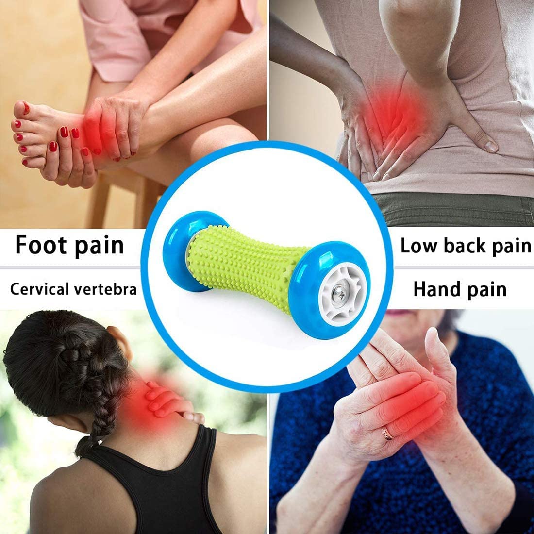 Foot Massage Roller Spiky For Plantar Fasciitis - Relief For Heel Spurs & Foot Arch Pain, Deep Trigger Point Therapy, Muscle Recovery, Stress Relief Acupressure Reflexology Tool-Fulfillment Center-Urbanheer