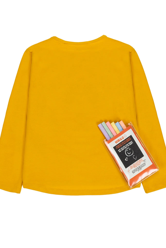 Girl'S Stretch Cotton T-Shirt In Mustard Color.