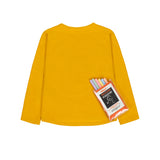 Girl's stretch cotton t-shirt in mustard color.