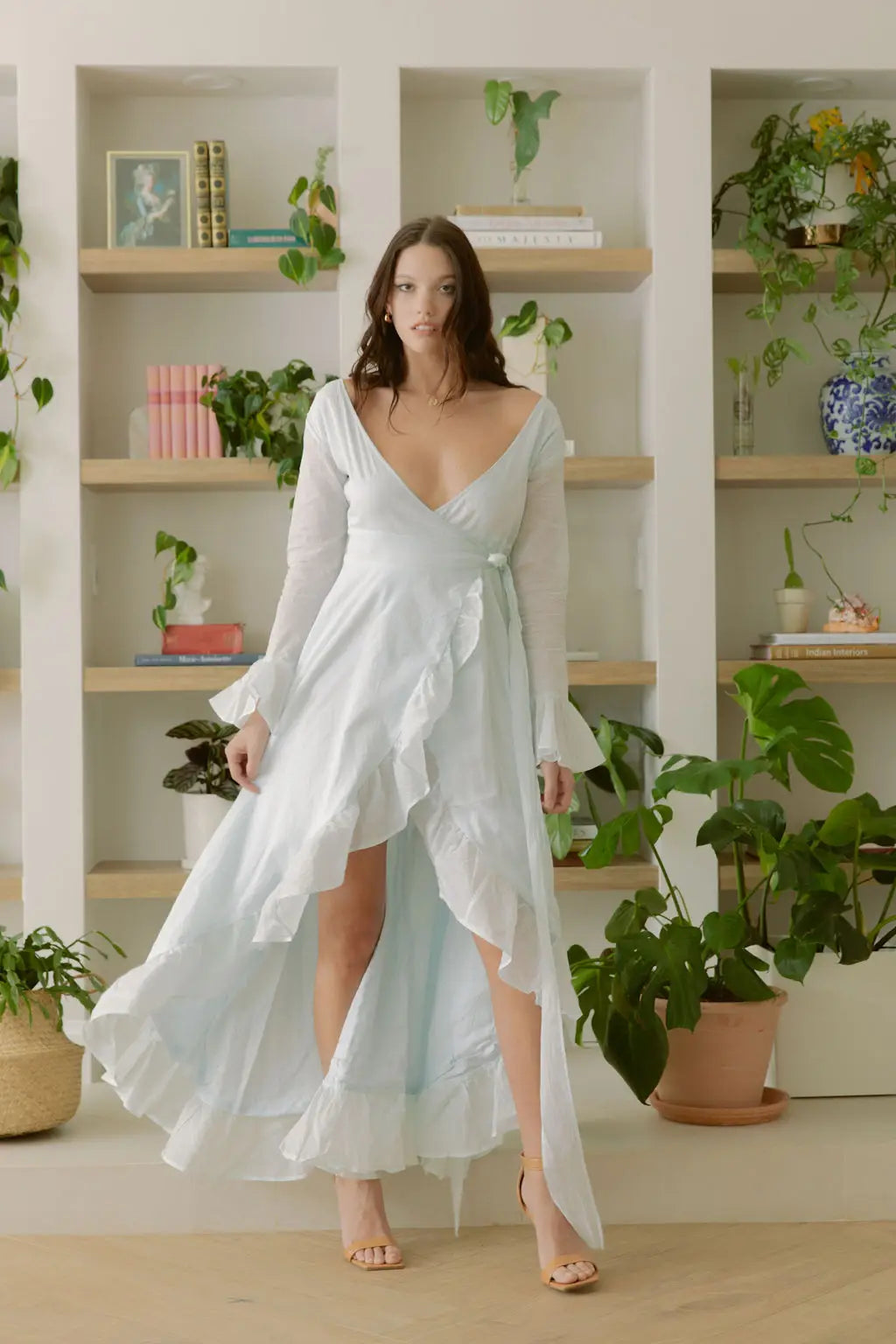 Baby Blue Maxi Dress Bridesmaids Wedding Women’S Ruffle-Carolina Benoit-XS-Urbanheer