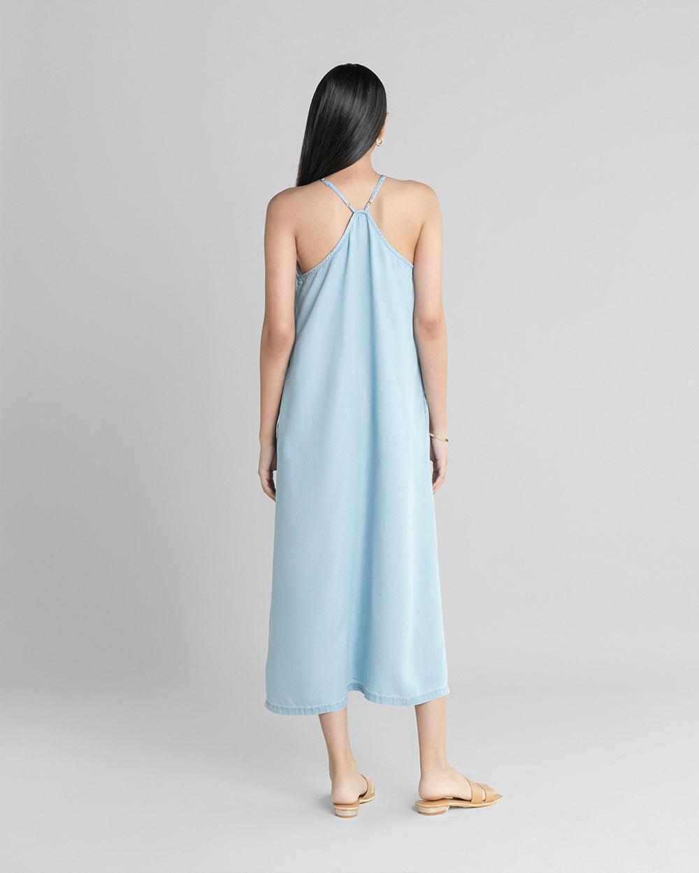 In the Mood for Love Denim Maxi Dress-DRESSES-Reistor-Ocean Blue-XS-Urbanheer