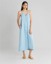 In the Mood for Love Denim Maxi Dress-DRESSES-Reistor-Ocean Blue-XS-Urbanheer