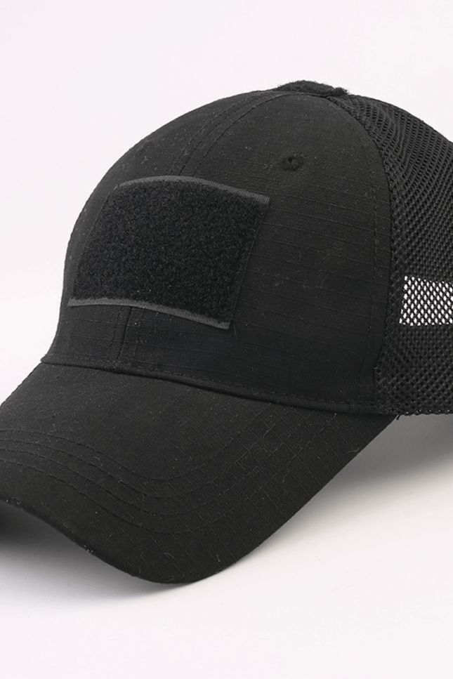 Military-Style Tactical Patch Hat with Adjustable Strap-JupiterGear-Black-Urbanheer