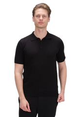 Knitted Polo Tee - Black