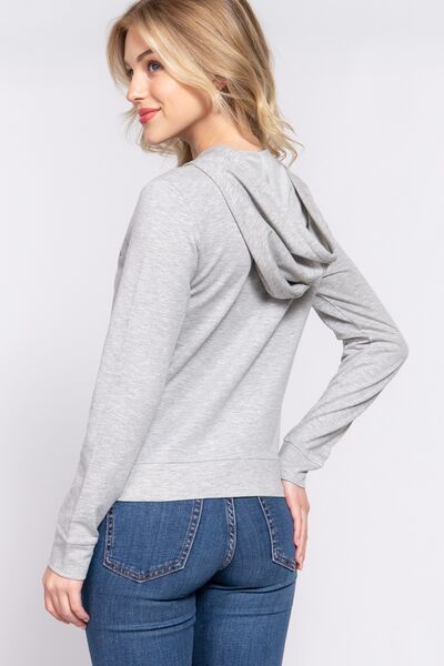 Active Basic California Zip Up Drawstring Long Sleeve Hoodie-Street 360-H Grey/Navy-S-Urbanheer