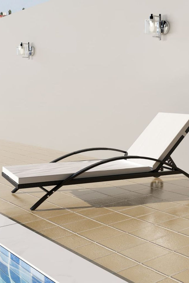 Sun Lounger Poly Rattan Outdoor Bed Chaise Seating Garden Multi Colors-vidaXL-Black-Urbanheer