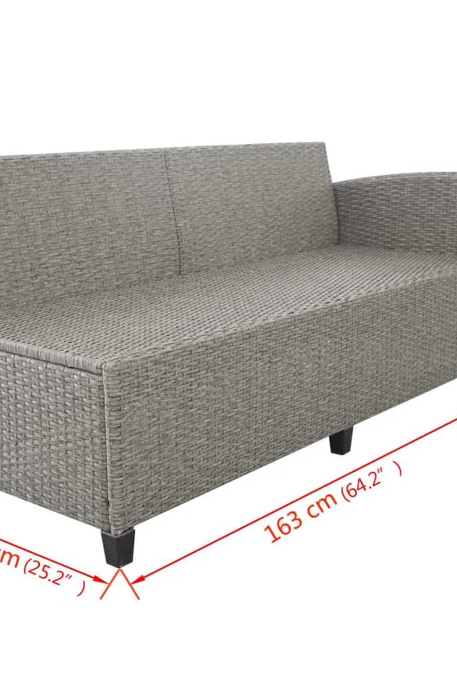 3 Piece Patio Lounge Set With Cushions Poly Rattan Gray