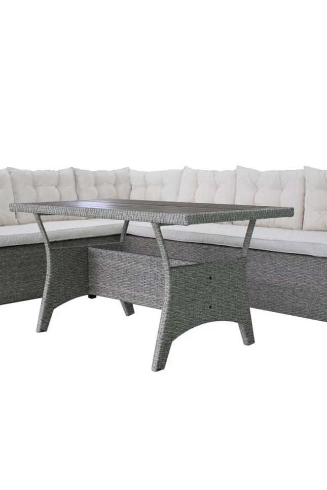 3 Piece Patio Lounge Set With Cushions Poly Rattan Gray