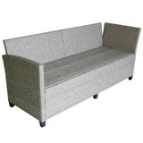 3 Piece Patio Lounge Set with Cushions Poly Rattan Gray