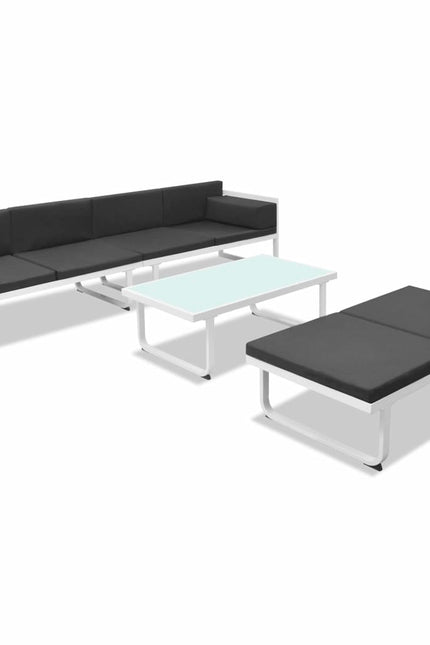 4 Piece Patio Lounge Set With Cushions Aluminium Black-vidaXL-Urbanheer