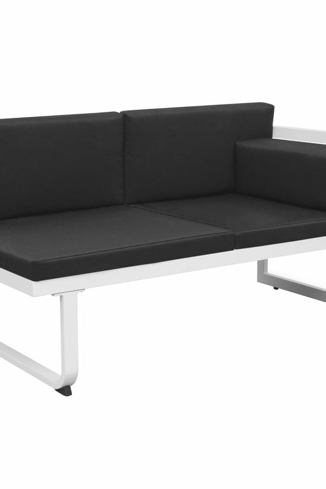 4 Piece Patio Lounge Set With Cushions Aluminium Black