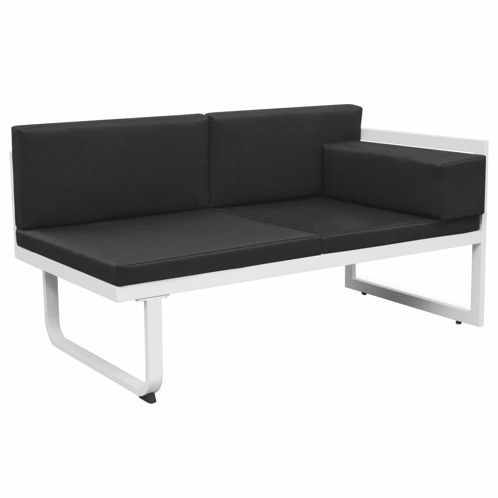4 Piece Patio Lounge Set With Cushions Aluminium Black-vidaXL-Urbanheer